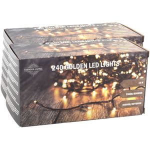 Kerstverlichting lichtsnoeren - 2x stuks - goud - 18 m - 240 leds