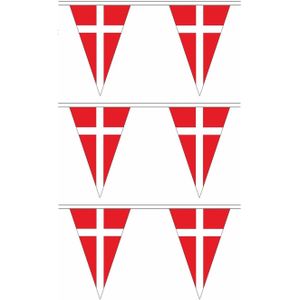 3x stuks polyester vlaggenlijnen Denemarken 5 meter - Deense buiten vlaggetjes - Polyester