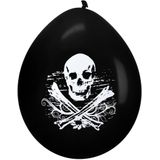 Piraten feestje 24x ballonnen met schedel zwart 28 cm - Kinderfeestje - Themafeest ballon decoratie en versiering