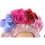 Halloween/horror verkleed diadeem/tiara - met grote bloemen - kunststof - voor dames/meisjes