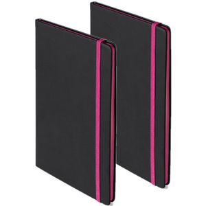 Set van 4x stuks schriften/notitieboekje roze met elastiek A5 formaat - 80x gekleurde blanco paginas - opschrijfboekjes