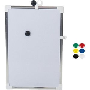 Whiteboard 30 x 40 cm met 6x stuks ronde magneten 25 mm - Kantoorbenodigdheden