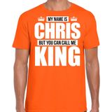 Naam cadeau My name is Chris - but you can call me King t-shirt oranje heren - Cadeau shirt o.a verjaardag/ Koningsdag