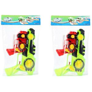 2x Waterpistolen/waterpistool 2-delig van 26 cm groen/rood kinderspeelgoed - waterspeelgoed van kunststof