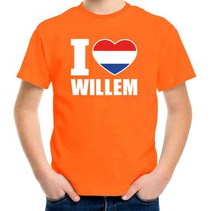Oranje I love Willem shirt kinderen - Oranje Koningsdag/ Holland supporter kleding