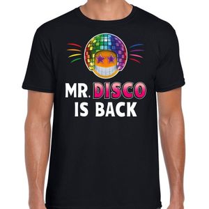 Funny emoticon t-shirt mister disco is back zwart voor heren -  Fun / cadeau shirt