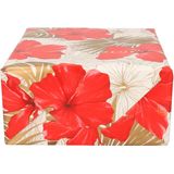 2x Rollen Inpakpapier/cadeaupapier creme met bloemen rood en goud 200 x 70 cm - Cadeauverpakking kadopapier