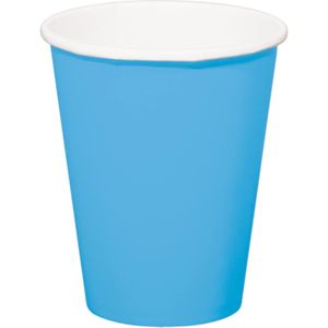 32x stuks drinkbekers van papier blauw 350 ml - Uni kleuren thema voor verjaardag of feestje