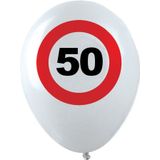 36x Leeftijd verjaardag ballonnen met 50 jaar stopbord opdruk 28 cm