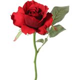 Kunstbloem roos Alice de luxe - rood - 30 cm - kunststof steel - decoratie