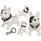 Spaarpotten pitbull terrier hond 21 x 19 cm - met sleuteltje - Honden liefhebbers cadeau - keramiek