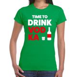 Time to drink Vodka tekst t-shirt groen dames - dames shirt  Time to drink Vodka