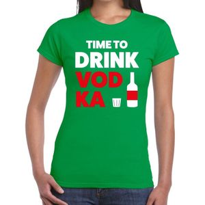 Time to drink Vodka tekst t-shirt groen dames - dames shirt  Time to drink Vodka