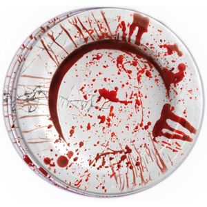 Thema feest papieren bordjes bloederige print 24x stuks - Halloween tafeldecoratie/wegwerp servies