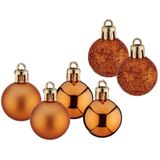 24x stuks kerstballen oranje kunststof diameter 3 cm - Kerstboom versiering