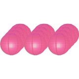 12x Luxe bol lampionnen fuchsia roze 25 cm - Feestversiering/decoratie