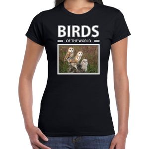 Dieren foto t-shirt Kerkuil - zwart - dames - birds of the world - cadeau shirt Kerkuilen liefhebber