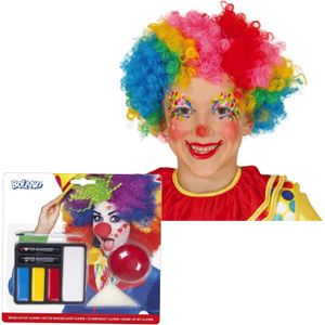 Clown verkleed set compleet voor kinderen - Neus/pruik/schmink