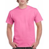 Set van 5x stuks roze katoenen shirts voor volwassenen/heren - Midden roze - 100% katoen - 200 grams kwaliteit, maat: M (38/50)