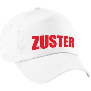 Zuster verkleed pet wit voor dames- zuster baseball cap - carnaval verkleedaccessoire voor kostuum