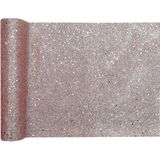 Santex Glitter Tafelloper op rol - rose goud - 28 x 300 cm - polyester