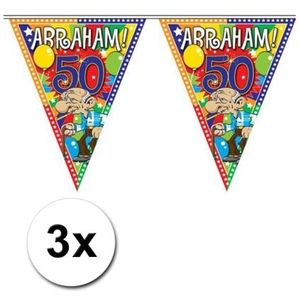 3x Abraham 50 jaar vlaggenlijn 10 meter