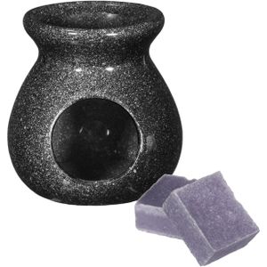 Ideas4seasons Amberblokjes/geurblokjes cadeauset - lavendel geur - inclusief geurbrander