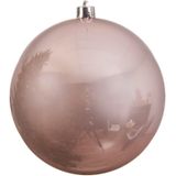 5x Grote lichtroze kunststof kerstballen van 14 cm - glans - lichtroze kerstboom versiering