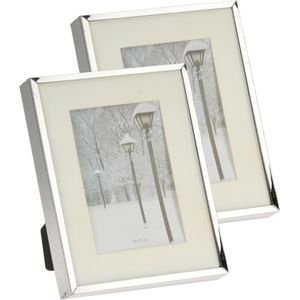 Set van 3x stuks fotolijstje/fotoframe 17 x 22 cm met zilver metalen rand - Geschikt voor een foto van 10 x 15 cm