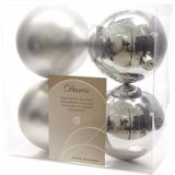 Onbreekbare zilveren kerstballen 10 cm - 8 stuks - kerstversiering