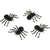 Chaks nep spinnen 10 cm - zwart/goud - 12x stuks - velvet/fluweel - Horror/griezel thema decoratie