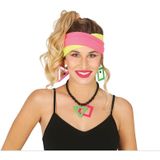 Foute 80s/90s party verkleed set compleet - dames - neon - jaren 80/90 verkleed accessoires