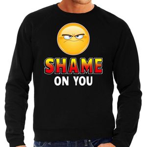 Funny emoticon sweater Shame on you zwart voor heren - Fun / cadeau trui
