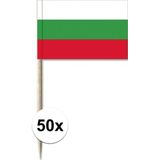 150x Cocktailprikkers Bulgarije 8 cm vlaggetje landen decoratie - Houten spiesjes met papieren vlaggetje - Wegwerp prikkertjes