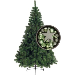 Bellatio Decorations kerstboom H240 cm - met kerstballen en piek groen
