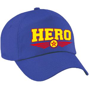 Hero pet blauw voor volwassenen - superheld baseball cap - hero jarig / kado pet - baseball cap voor helden