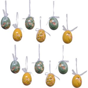 Decoris decoratie paaseieren hangend - 18x stuks - 6 cm - foam