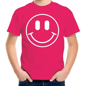 Bellatio Decorations Verkleed shirt jongens - smiley - roze - carnaval - feestkleding voor kinderen