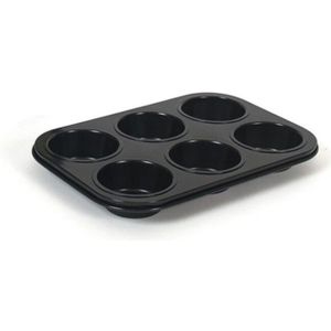 Set van 2x stuks muffin bakvorm/bakblik rechthoek 27 x 19 x 3 cm zwart voor 12 stuks - Springvormen