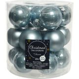 Decoris Kerstballen - 18 stuks - glas - lichtblauw - 4 cm