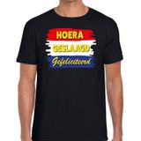 Hoera geslaagd gefeliciteerd t-shirt zwart heren - feest shirts heren - geslaagd kleding