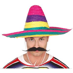 Guirca Mexicaanse Sombrero hoed voor heren - carnaval/verkleed accessoires - multi kleuren - dia 50 cm