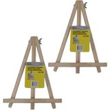 Set van 2x stuks houten schildersezels voor op tafel 24 cm - Hobby schildermateriaal - Tafelmodel schilder ezels