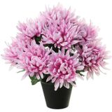 Louis Maes Kunstbloemen plant in pot - 2x - lila paars tinten - 28 cm - Bloemenstuk ornament - Chrysanten