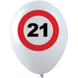 36x Leeftijd verjaardag ballonnen met 21 jaar stopbord opdruk 28 cm