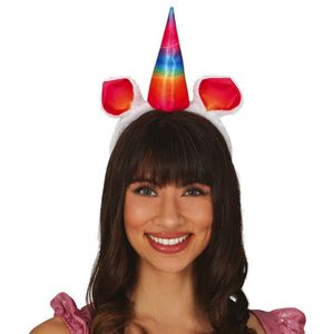 Fiestas Verkleed haarband Unicorn/eenhoorn - regenboog gekleurd - meisjes/dames - Fantasy thema