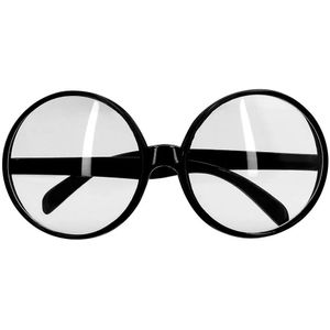 Boland Carnaval/verkleed Secretaresse/Nerd/school juf bril - zwart - dames - kunststof - party brillen - extra grote glazen