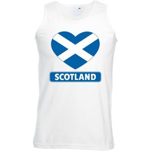 Schotland singlet shirt/ tanktop met Schotse vlag in hart wit heren