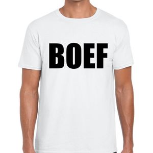BOEF tekst t-shirt wit voor heren - heren fun shirts