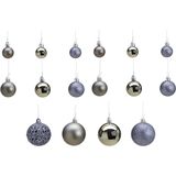 Kerstballen - 50x stuks - kunststof - grijs - glans-mat-glitter - 3-4-6 cm